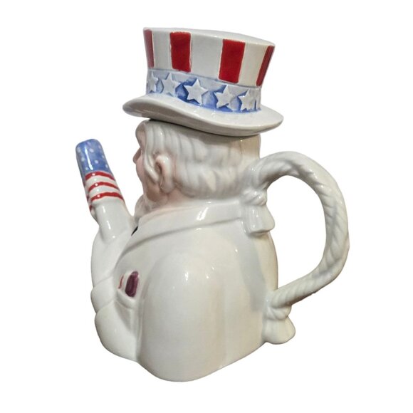 Uncle Sam Teapot Dept 56 Tea Time Legends 1990 Vintage Collectible Ceramic - Picture 6 of 16